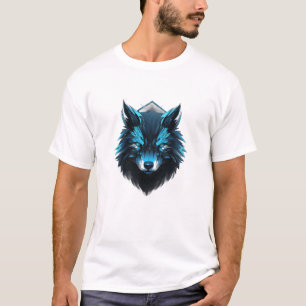 Blue Cyber Wolf Graphic T-Shirt