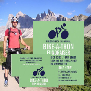 Blue Cycling Logo, Charity Bike-a-Thon Event Flyer