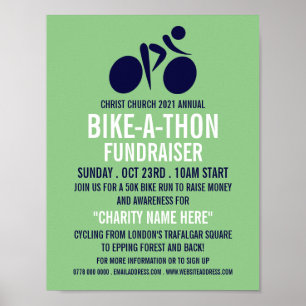 Blue Cycling Logo, Charity Bike-a-Thon Event Poster