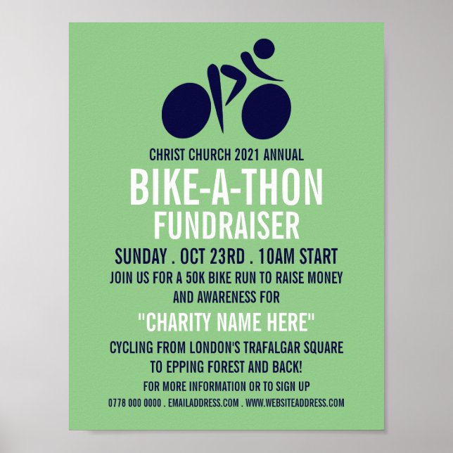 Blue Cycling Logo, Charity Bike-a-Thon Event Poster (Front)