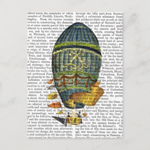 Blue Cylindrical Hot Air Balloon Postcard