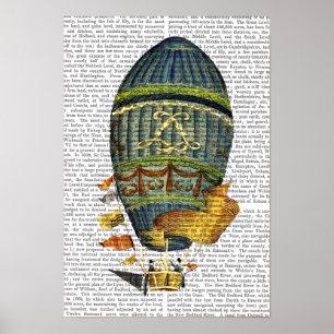 Blue Cylindrical Hot Air Balloon Poster