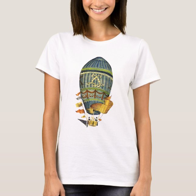 Blue Cylindrical Hot Air Balloon T-Shirt (Front)