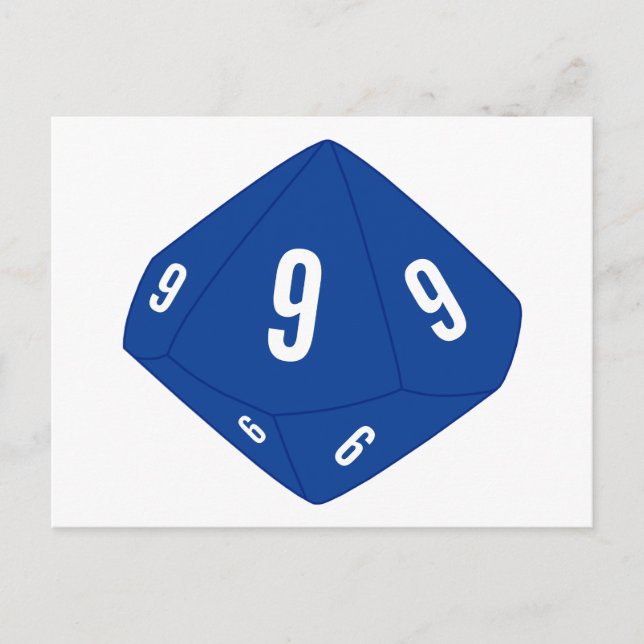 Blue D10 Dice Table Number Postcard (Front)