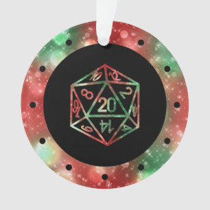 Blue D20 Crit   RPG Fantasy Tabletop Gamer Dice Ornament