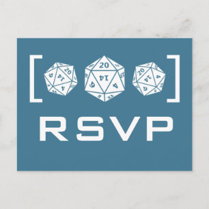 Blue D20 Dice Gamer RSVP Postcard