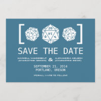 Blue D20 Dice Gamer Save the Date Invite