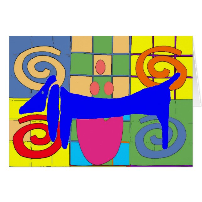Blue Dachshund Abstract Dogs (Front Horizontal)