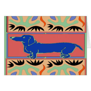 Blue Dachshund Abstract Fauvism