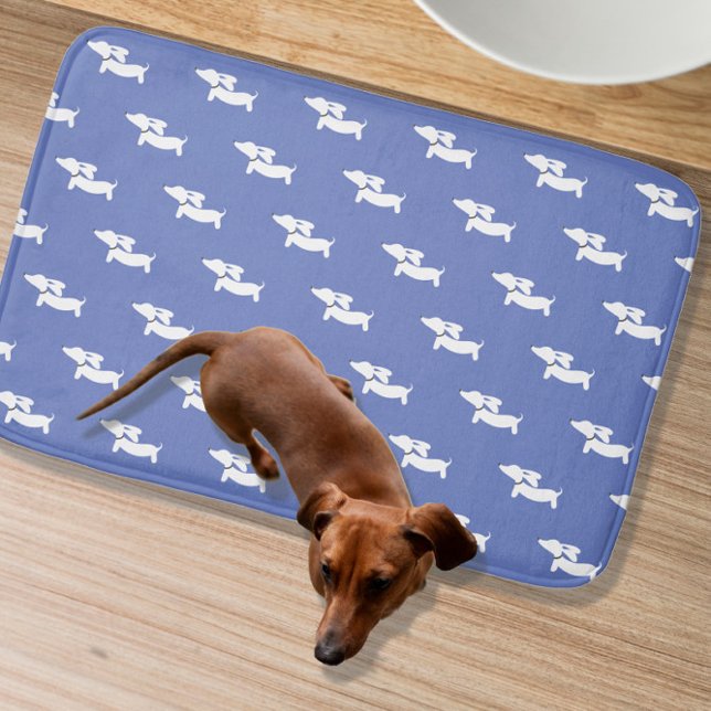 Blue Dachshund Bath Mat (Dachshund themed restroom)