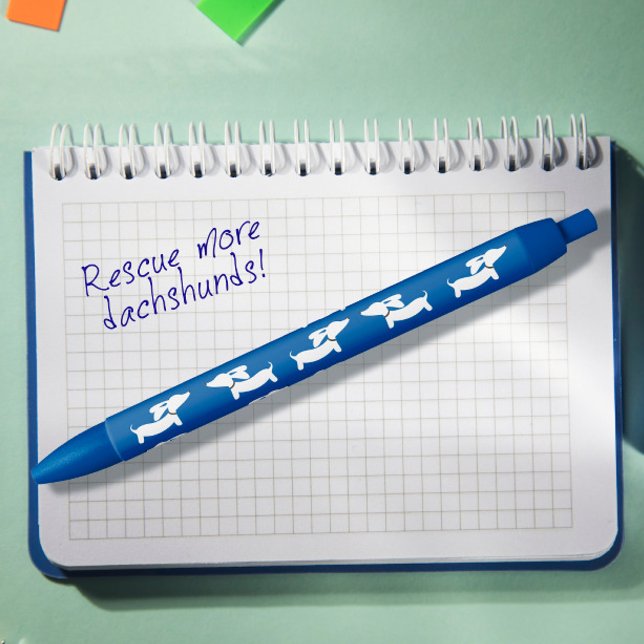 Blue Dachshund Ink Pen for Dachshund Lovers (Blue ink pen with wiener dogs dancing)