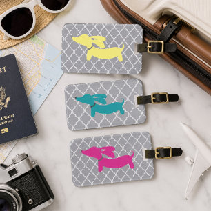 Blue Dachshund Luggage Bag Tag Gift