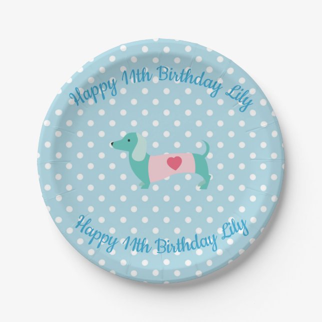 Blue Dachshund Party Plates (Front)