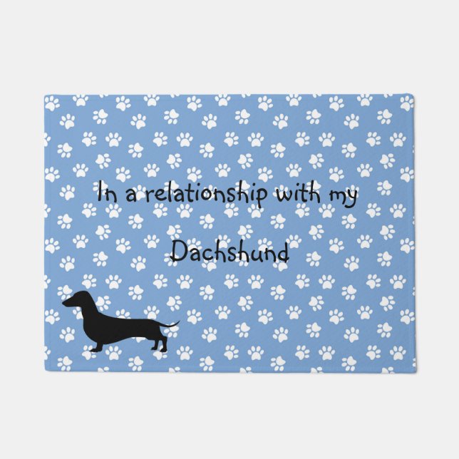 Blue Dachshund Paw Print Doormat (Front)