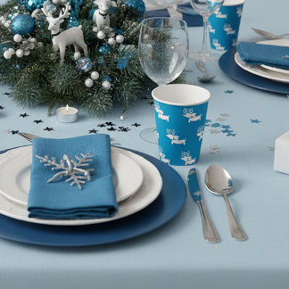 Blue Dachshund Themed Christmas Party  Paper Cups