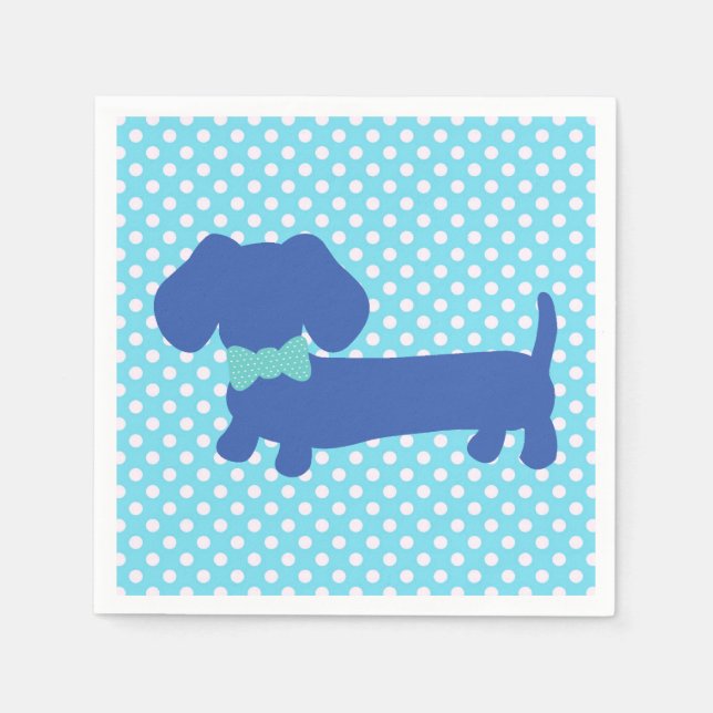 Blue Dachshund Wiener Dog Party Napkins (Front)