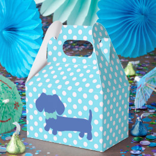 Blue Dachshund Wiener Dog with Bow Tie Favour Box