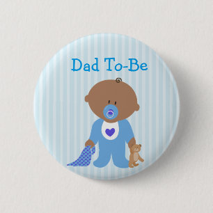 Blue Dad To Be Baby Shower Button