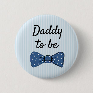Blue Dad to be Bow Tie Baby Shower Button