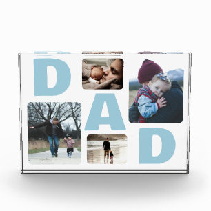 Blue Dad's Fathers Day Family Photo Collage  Block