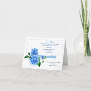 Blue Dahlia Birthday Party Card