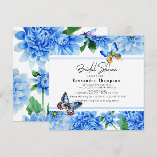Blue Dahlia Floral Bridal Shower Invitation