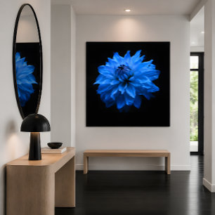 Blue Dahlia Floral Canvas Wall Art