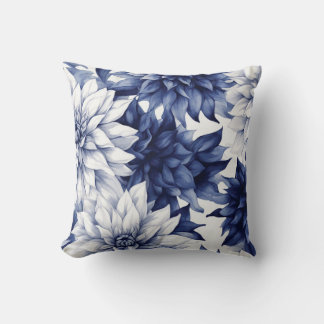 Blue Dahlia Floral Pattern 1 Cushion