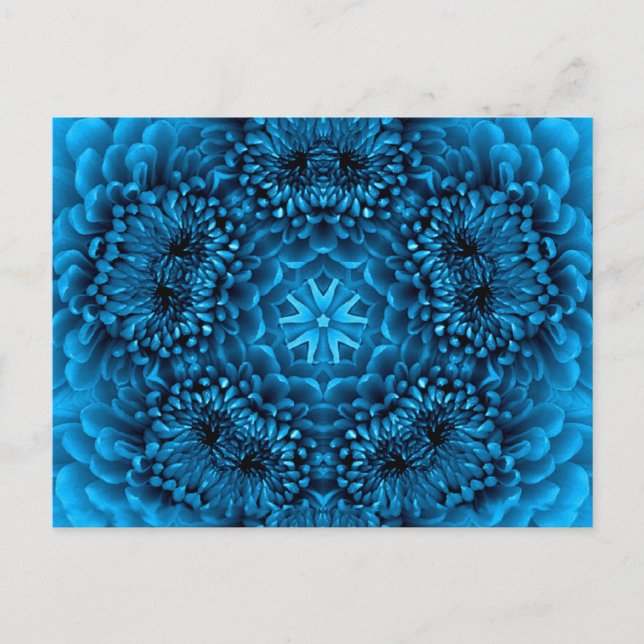 BLUE DAHLIA FlOWER Abstract Floral Postcard (Front)