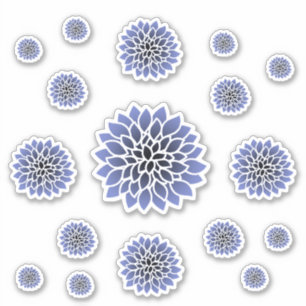 Blue Dahlia Flower Sticker Set