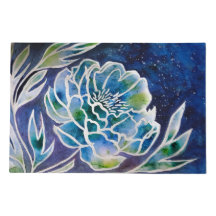 Blue Dahlia Navy Teal Celestial Floral Watercolor