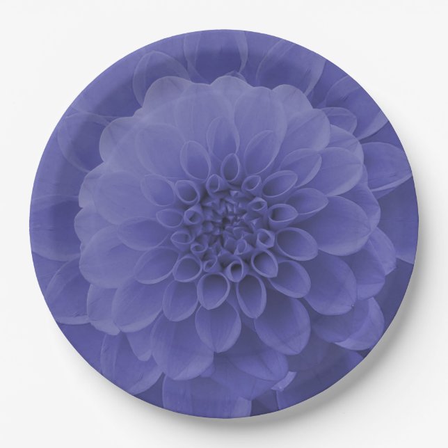 Blue Dahlia Paper Plate (Front)