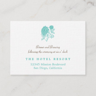 Blue dahlia simple wedding reception enclosure card