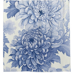 Blue Dahlia toile pattern  Shower Curtain