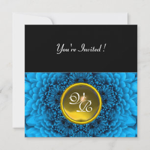 BLUE DAHLIA, TOPAZ ,bright green black yellow Invitation
