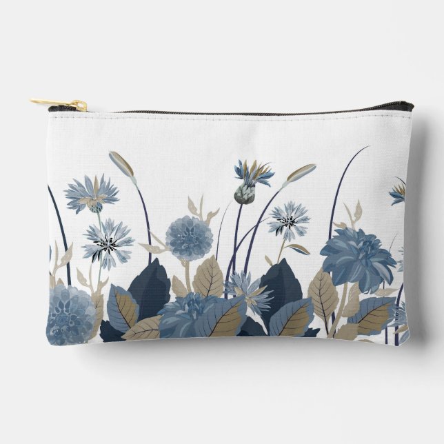 Blue Dahlias Cornflower Accessory Pouch (Front)