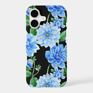 blue dahlias on black