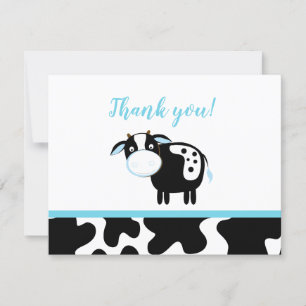 Blue Dairy Cow Baby Shower Thank you notes