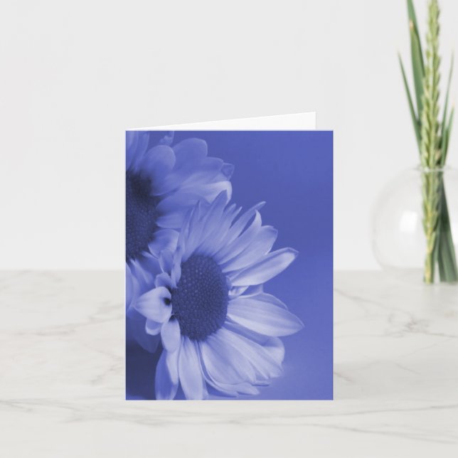 Blue Daisies Blank Floral Greeting Card (Front)