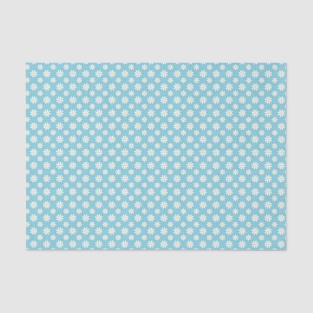 Blue Daisies Floral Pattern Tissue Paper (Front)