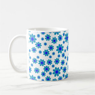 Blue Daisies   Floral Repeating Daisy Pattern Coffee Mug
