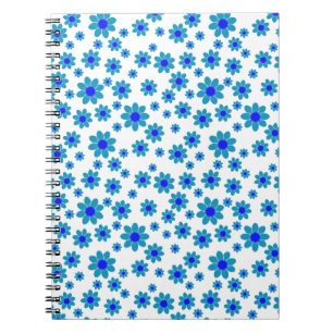 Blue Daisies   Floral Repeating Daisy Pattern Flee Notebook