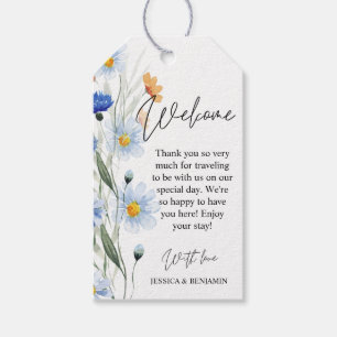 Blue Daisies Floral Wedding Welcome Gift Tags
