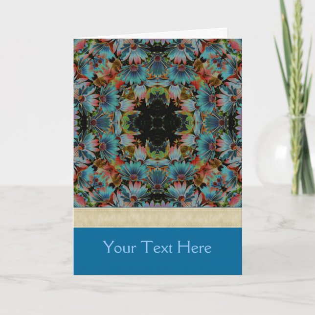 Blue Daisies Flower Kaleidoscope Photo Card (Front)