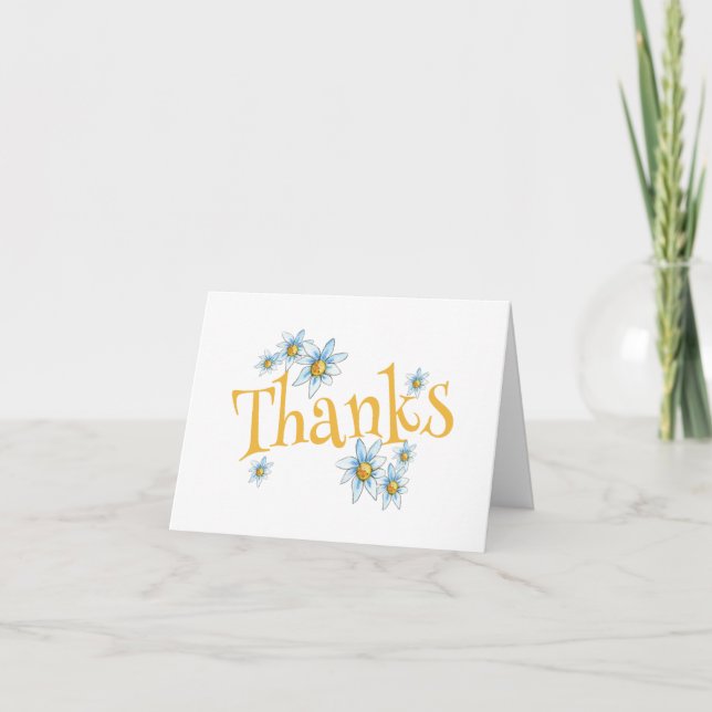Blue Daisies Thank You Any Occasion Note Card (Front)