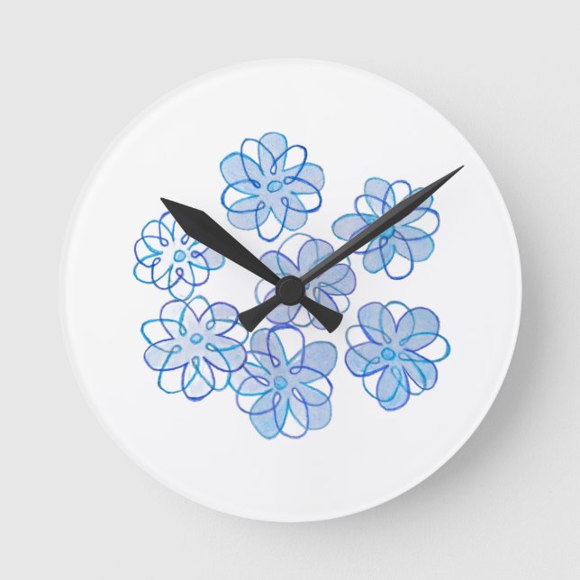 Blue Daisies Wall Clock (Front)