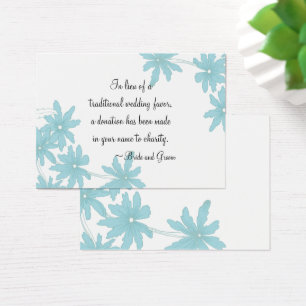 Blue Daisies Wedding Charity Favour Card