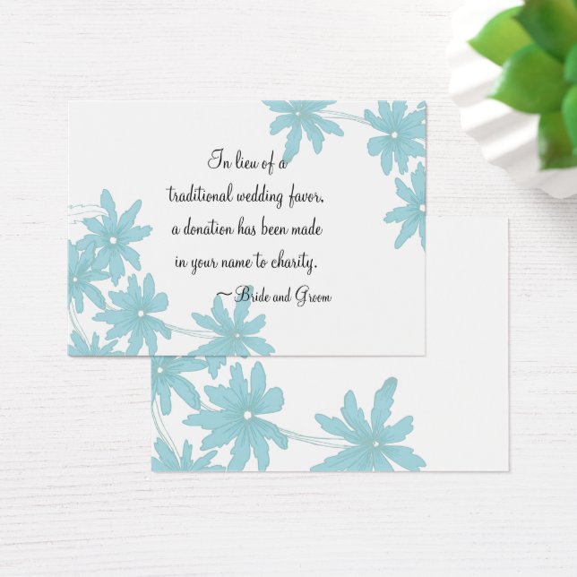 Blue Daisies Wedding Charity Favour Card (Desk)