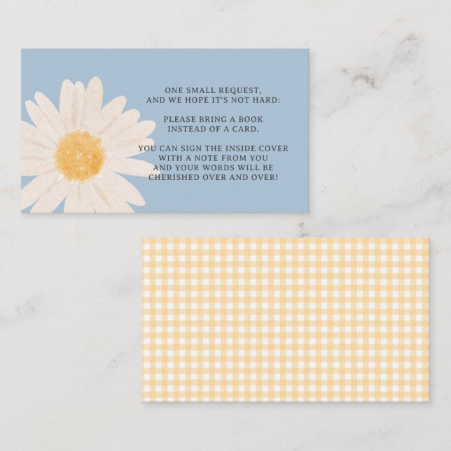 Blue Daisy Baby Shower Books For Baby Cards (Front/Back)