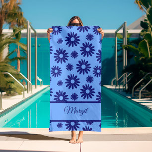 Blue Daisy Bath Towel